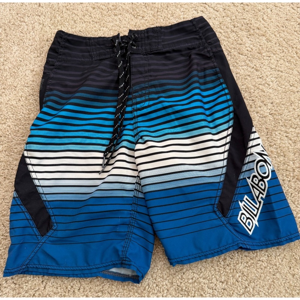 Y2K Billabong Board Shorts Youth 25 Blue Parko Platinum Quad Stretch Surf Swim